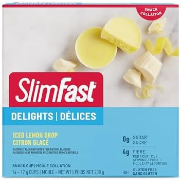 Slim-Fast Keto Bomb Snacks, 14x17g Iced Lemon Drop Cups Per Box, 238 Grams, Ice Lemo Cup, 238 Grams