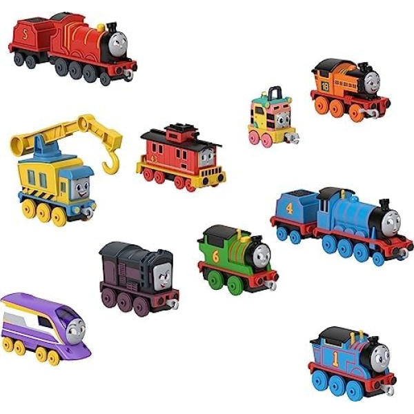 Thomas & Friends Diecast Toy Trains, the Track Team Engine Pack, 10 Push-Along Vehicles for Preschool Pretend Play Ages 3+ Years