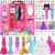 108pc Doll Dream Closet Wardrobe Doll Clothes and Accessories for 11.5 inch Doll Fashion Design Kit Girl Doll Dress Up Including Wedding Dress Outfits Shoes Hangers Bags Necklaces Stickers