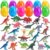 12 Pack Prefilled Easter Eggs and Dinosaur Toys, 12Pcs Easter Dinosaur Eggs and 24Pcs Mini Dinosaurs Toys for Easter Basket Stuffers Party Favors Eggs Hunt