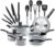 SereneLife Kitchenware Pots & Pans Basic Kitchen Cookware, Black Non-Stick Coating Inside, Heat Resistant Lacquer (20-Piece Set), One Size, Gray