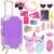 23 Pcs 18 Inch Girl Doll Suitcase Travel Play Set for 18 Inch Girl Doll Travel Luggage Accessories with Sunglasses Camera Pillow