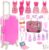 30 PCS Girl Doll Travel Set 1 Luggage 1 Suitcase 5 Clothes 1 Laptop 22 Travel Toiletries