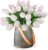 30pcs Real Touch Tulips PU Artificial Flowers, Fake Tulips Flowers for Arrangement Wedding Party Easter Spring Home Dining Room Office Decoration. (White, 14″ Tall)