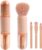 4 in 1 Makeup Brush Set, Mwoot Portable Travel Lip Brush, Foundation Blending Powder Brush, Nail Art Dust Brush, Retractable Mini Facial Cosmetic Makeup Tools (Pink)