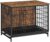 ALLOSWELL Wooden Dog Crate Furniture, 31.5 inches Indoor Pet Crate End Table, Dog Furniture with Removable Tray, Decorative Dog Kennel for Small/Medium/Large Dogs, Rustic Brown DCHR0201