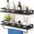 AMADA HOMEFURNISHING Wall Shelves, Floating Shelves for Bathroom, Kitchen, Bedroom, Bathroom Shelf with Towel Bar, Set of 2 Black-AMFS01B