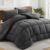 All Season King Comforter Set 3 PCs Soft Quilted Down Alternative Comforter+2 Pillow Shams with Corner Tabs,Winter Summer Warm Fluffy,Machine Washable (King, Grey)