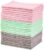 Amazon Basics Microfiber Cleaning Cloths, Non-Abrasive, Reusable and Washable – Pack of 24, 12 x16-Inch, Pink, Green and Gray