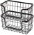 Amazon Basics Stackable Metal Wire Storage Basket Set for Kitchen or Bathroom – Black/Rose Gold