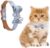 Andiker Cat Leather Collar with Bowtie, Adjustable Soft & Comfy Dog Bow Tie for Puppies, PU Leather Cat Collar with Bell, Generous,Fashion,4 Colors (Blue)