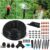 Aomedeelf Drip Irrigation Kit, 100FT/30M Irrigation System, 1/4 Inch Garden Watering System with Adjustable Nozzle Emitters & Sprinkler Barbed Fittings