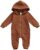 Argeousgor Newborn Baby Boy Girl Hooded Jumpsuit Zipper Long Sleeve Romper Solid Color One Piece Fall Winter Outfit Clothes