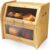 Arise Stylish Bread Box for Kitchen Countertop, Extra Large 2-Shelf Wooden Bread Storage with Clear Windows and Air Vents Keeps Bread, Bagels and Rolls Fresh, Self Assembly (Bamboo)