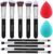 BEAKEY Makeup Brush Set Premium Synthetic Foundation Face Powder Blush Eyeshadow Kabuki Brush Kit, Professional Makeup Brushes with 2pcs Makeup Sponge