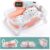 Baby BathTub, 4-in-1 Newborn to Toddler Tub with Temperature Sensor,Infant Waterproof Ear Cap and Soft Cushion included,Pink