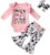 Baby Girl Clothes Newborn Cow Letter Ruffle Romper Bell Bottom Pants Headband Set 3PCS Fall Clothes