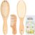 Baby Hair Brush and Baby Comb Set – Wooden Baby Brush with Soft Goat Bristle – Toddler Hair Brush Baby Brush and Comb Set – Baby Brush Set for Newborns – Infant Hair Brush, Cradle Cap (Oval, Walnut)