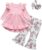 Baby Toddler Girl Clothes Outfits Ruffle Sleeve Tops Floral Bell-Bottom Pants Headband 3pcs Set