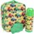 Bentology Kids Lunch Bag Set Green Monster Truck- Thick Padded, Insulated Tote, Reusable Hard Ice Pack & Insulated Stainless Steel Water Bottle- Keeps Lunch Fresh Longer, Back to School Lunchbox Kits