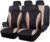 CAR PASS Line Rider Sporty Cloth 11PCS Universal Fit Car Seat Cover -100% Breathable with 5mm Composite Sponge Inside,Airbag Compatible,3zipper Bench(Full Set, Black and Beige)