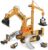 CUTE STONE Construction Vehicles Excavator Toy Set with Realistic Sounds & Lights,Kids Construction Toys Included Toy Excavator,Forklift,Bulldozer,Carrier Loader and Toy Crane,Great Gift for Kids Boys Toddler