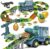 CUTE STONE Dinosaur Toys Race Track Playset, Flexible Car Track with Dino Transport Truck, Electric Dino Race Car with LED Lights, Dinosaur Train Set Gifts for Kids Boys Toddlers