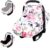 Car Seat Covers for Babies Floral Infant Carseat Canopy Cover with Peep Windows and Breathable Mesh, Kick-Proof, Soft Stretchy Baby Car Seat Cover Newborn Stroller Carrier Covers for Boys Girls, Pink