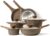 Carote Nonstick Cookware Set, 10 Piece Pots and Pan Set Nonstick, Healthy Non Stick Stone Cookware Kitchen Cooking Set with Frying Pans Set, PFOA Free (Brown Granite, Induction Cookware)