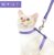 Cat Harness and Leash Set for Outdoor Walking Escape Proof Adjustable Soft Safety Strap with Golden Star and Moon Design Glow in The Dark Purple XL