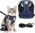 Cat Harness with Leash Escape Proof: Adjustable Soft Vest Harness Breathable Kitty Holster Harness Set with Reflective Strips for Kitten Extra Small Puppy Outdoor Walking Travel (XS, Navy)