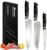 Chef Knife Set Professional Kitchen Knife Set 3-Piece with Japanese Knife, 8″ Chef’s Knife & 7″Santoku Knife& 5″ Utility Knife, Black Sharp Kitchen Knife Set, 5cr15mov High Carbon Stainless Steel