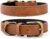 Classic Padded Leather Dog Collar Soft and Strong Adjustable Leather Collar Heavy Duty with Alloy Buckle Collar for Small Medium Large Dog