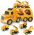 Construction Truck Toys for 3 4 5 Years Old Toddlers Kids Boys and Girls, Car Toy Set with Sound and Light, Play Vehicles in Friction Powered Carrier Truck, Small Crane Mixer Dump Excavator Toy