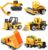 Coolplay Construction Vehicles Dumper Truck, Bulldozers, Forklift, Tank Truck, Asphalt Car and Excavator for Kids Die Cast Mini Cars Cake Toppers – Pack of 6