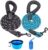 Dog Leash 6 / 8 FT, 2 Pack 0.5 in Heavy Duty Reflective Rope Dog Leash for Large Dog, Durable Nylon Dog Leash with Swivel Lockable Hook and Comfortable Padded Handle Collapsible Pet Bowl Zipper Pouch