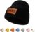 Dyoart Personalized Name Baby Beanie Hat Leather Patch – Apricot Beanies Knit Hat Birthday for Kids Toddler Youth