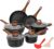 ESLITE LIFE Nonstick Granite Cookware Sets, 12 Pcs Pots and Pans Set Stone Kitchen Cooking Set Induction Compatible, PFOA Free, Black