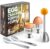 Egg Cups For Soft Boiled Eggs, Soft Boiled Egg Holder, Egg Topper – Includes 2 Egg Cups, 2 Metal Spoons & 1 Soft Boiled Egg Cutter or Opener