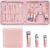 FAMILIFE F06 Manicure Set, 13pcs Pedicure Kit Rose Gold Nail Clipper Set Professional Manicure Kit Grooming Kit Stainless Steel Portable Travel Nail Tools With Pink Leather Case for Women Girl