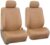 FH Group PU Leather Car Seat Covers Low Back Bucket Covers Set of 2 Tan