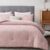 FROHAUL Boho Queen Comforter Set,Blush Pink Rhombus Tufted Queen Size Comforter Set with Corner Loops,3 Pieces Embroidery Shabby Chic Bedding Comforter Sets for All Seasons(Blush Pink,Queen)