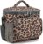 FlowFly Insulated Reusable Lunch Bag Adult Large Lunch Box for Women and Men with Adjustable Shoulder Strap,Front Zipper Pocket and Dual Large Mesh Side Pockets, Leopard