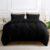 Fluffy Shaggy Duvet Cover Queen 3 Pieces, Plush Faux Fur and Velvet Reverse Queen Duvet Cover Set with Zipper Closure & Corner Ties, Warm Fuzzy Bedding Set with 2 Pillow Shams (Black, 90×90)