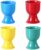 Flunyina Ceramic Egg Cup Holders Set of 4 Porcelain Holder Breakfast Boiled Cooking Egg Cup Stand, Red Green Yellow Blue