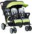 Foundations Quad Sport 4-Passenger Folding Stroller with Canopy, 5-Point Harness, Foot-Brake (Lime)