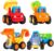 Friction Powered Cars – Push and Go Toys Car Construction Vehicles Toys for Age 18 Month 2 3 4 5 Year Old Girls Boys Age Toddler Gift Set of 4 Tractor, Cement Mixer, Bulldozer & Dump Truck by CifToys