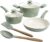 Gibson Home Plaza Café Forged Aluminum Healthy PFA-Free Ceramic Pots and Pans Cookware Set, 7-Piece Set, Mint Green