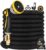 Gpeng Garden Hose, Expandable Water Hose 100 ft with 10 Function Nozzle,Triple Core Latex and 3/4″ Solid Brass Fittings, Kink Free Retractable Collapsible Gardening Flexible Hose Pipe (Black)