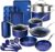 Granitestone Blue Pots and Pans Set, 20 Pc Non Stick Cookware Set, Long Lasting Nonstick Kitchen Set with Pan Set Pot Set Baking Set, Mineral Coated, Stay Cool Handles, Dishwasher Safe, Toxin Free